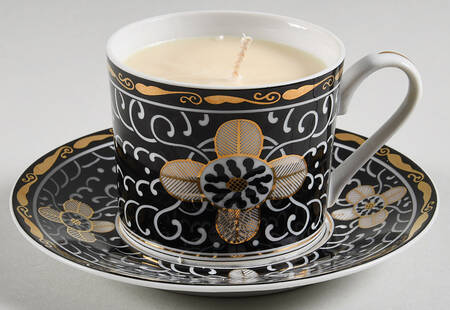 Royal Tapestry Scented Cup & Saucer Candle-Coffee  HC