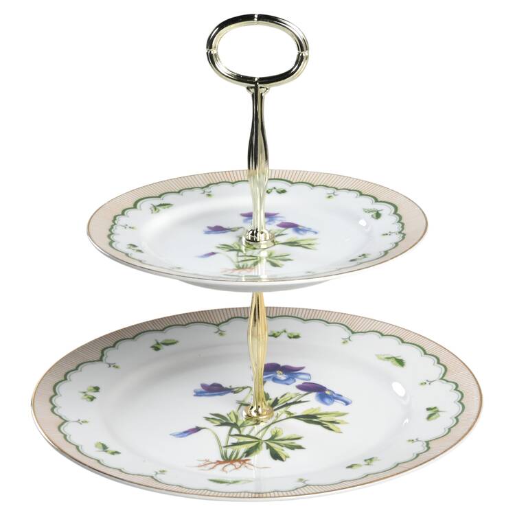 Victorian Gardens 6 5/8"-10"  2 Tiered Serving Tray (Dp, Sp) HC