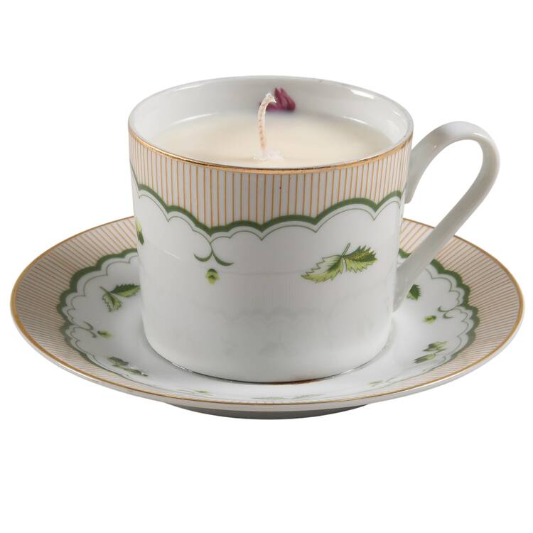 Victorian Gardens Scented Cup & Saucer Candle-Lavender  HC