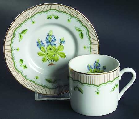 Victorian Gardens Flat Demitasse Cup & Saucer Set
