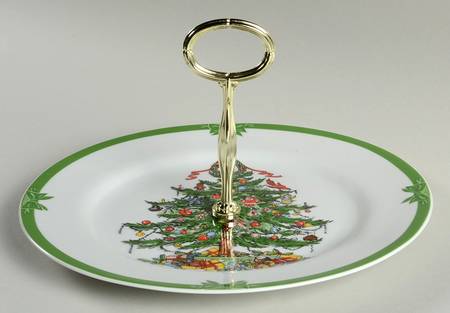 Yule Tide Round Serving Plate with Handle (DP)
