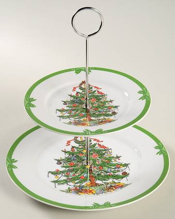 Yule Tide 2 Tiered Serving Tray (Dinner & Salad Plate)