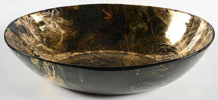 Surf Ballet (Black & Gold) 10" Oval Vegetable Bowl