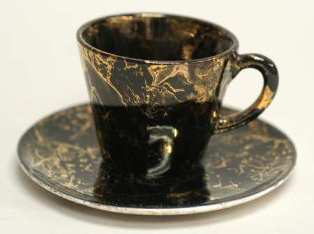Surf Ballet (Black & Gold) Flat Demitasse Cup & Saucer Set