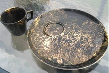 Surf Ballet (Black & Gold) Snack Plate & Cup Set
