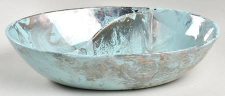 Surf Ballet (Turquoise & Platinum) 10" Oval Divided Vegetable Bowl
