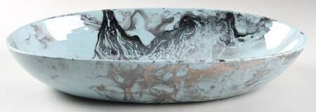 Surf Ballet (Turquoise & Platinum) 13" Oval Vegetable Bowl