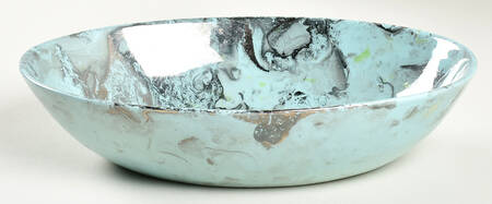 Surf Ballet (Turquoise & Platinum) 10" Oval Vegetable Bowl