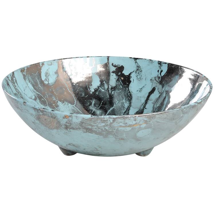 Surf Ballet (Turquoise & Platinum) 13" Large Salad Serving Bowl
