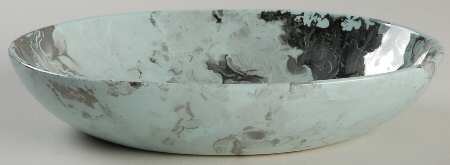 Surf Ballet (Turquoise & Platinum) 9" Oval Vegetable Bowl