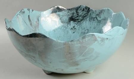 Surf Ballet (Turquoise & Platinum) 13" Large Salad Serving Bowl