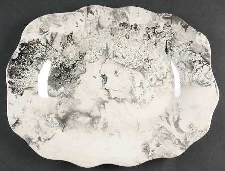 Surf Ballet (White & Platinum) 13" Oval Serving Platter
