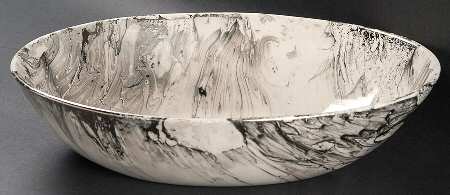 Surf Ballet (White & Platinum) 10" Oval Vegetable Bowl