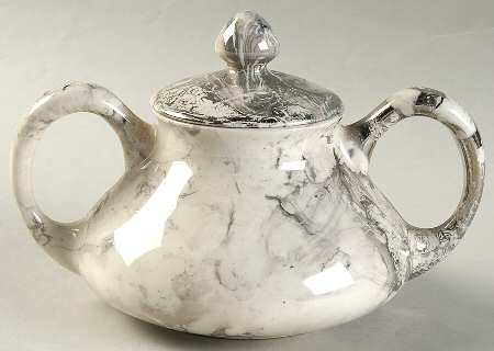 Surf Ballet (White & Platinum) Sugar Bowl & Lid