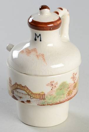 Oriental Gardens Mustard Condiment with Lid and Spoon