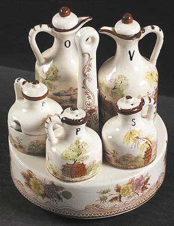 Oriental Gardens (11 Pc) Condiment Set (SAP,MUS,VO,TRAY,HDL)