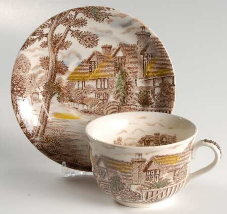 Stratford on Avon Flat Cup & Saucer Set