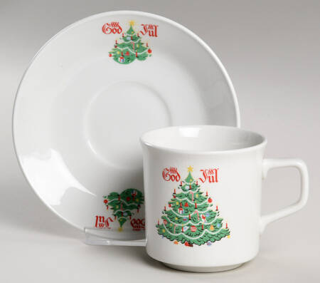 God Jul (White) Flat Cup & Saucer Set