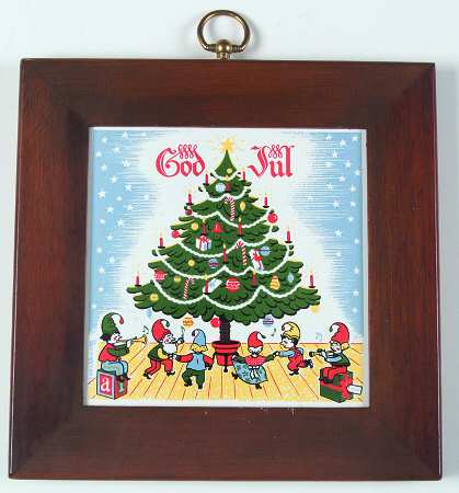 God Jul (White) Square Tea Tile with Wood Frame and Tile Insert