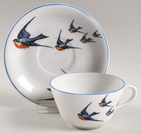 Blue Bird Flat Cup & Saucer Set
