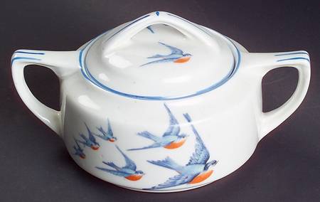 Blue Bird Sugar Bowl & Lid