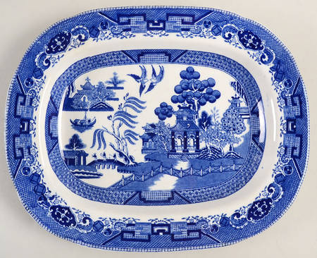 Blue Willow (Non Restaurant, No Trim) 12" Oval Serving Platter