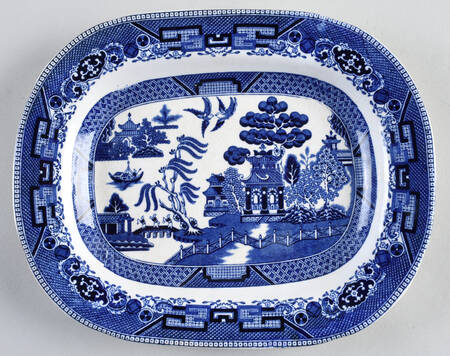 Blue Willow (Non Restaurant, No Trim) 10" Oval Serving Platter
