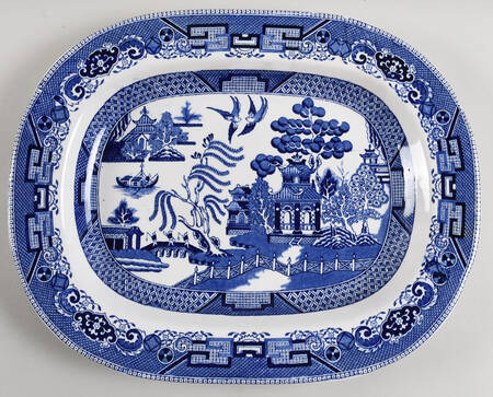 Blue Willow (Non Restaurant, No Trim) 14" Oval Serving Platter