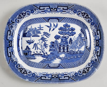 Blue Willow (Non Restaurant, No Trim) 10" Oval Serving Platter
