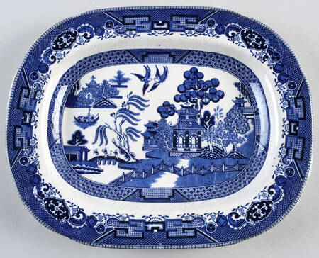 Blue Willow (Non Restaurant, No Trim) 12" Oval Serving Platter