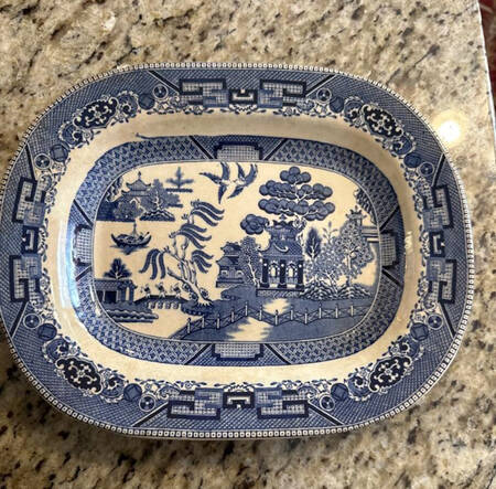 Blue Willow (Non Restaurant, No Trim) 11" Oval Serving Platter