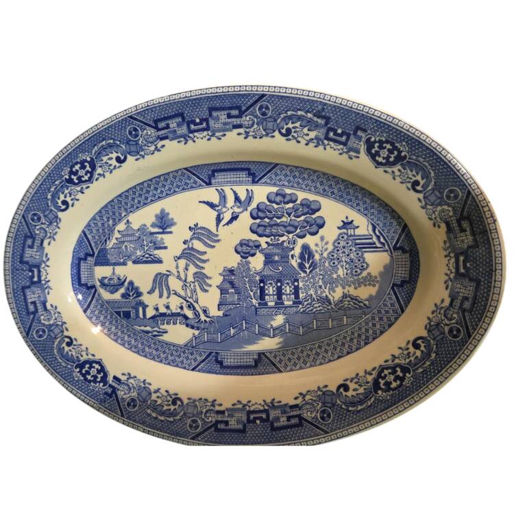 Blue Willow (Non Restaurant, No Trim) 12" Oval Serving Platter