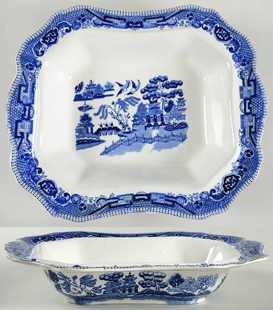 Blue Willow (Non Restaurant, No Trim) Rectangular Vegetable No Lid