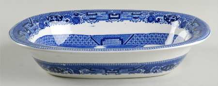 Blue Willow (Non Restaurant, No Trim) 9" Oval Vegetable Bowl