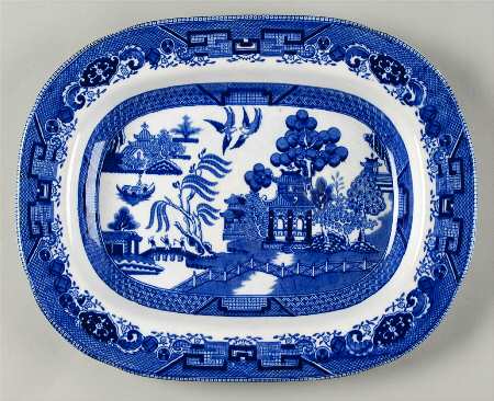 Blue Willow (Non Restaurant, No Trim) 12" Oval Serving Platter