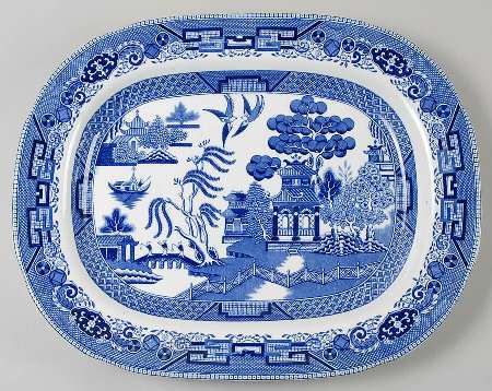 Blue Willow (Non Restaurant, No Trim) 16" Oval Serving Platter