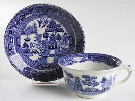 Blue Willow (Non Restaurant, No Trim) Flat Cup & Saucer Set