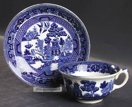 Blue Willow (Non Restaurant, No Trim) Flat Cup & Saucer Set