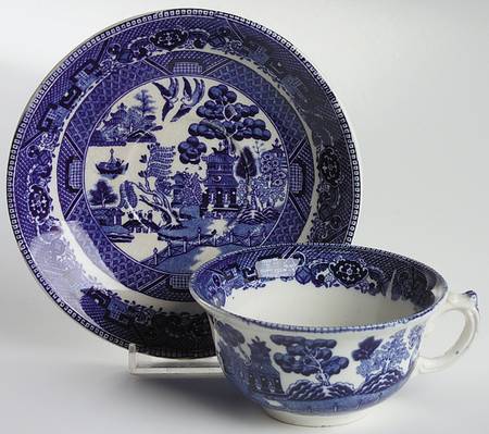 Blue Willow (Non Restaurant, No Trim) Flat Cup & Saucer Set
