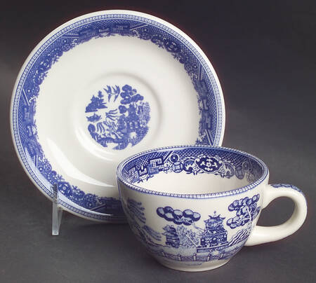 Blue Willow (Restaurant Ware) Flat Cup & Saucer Set