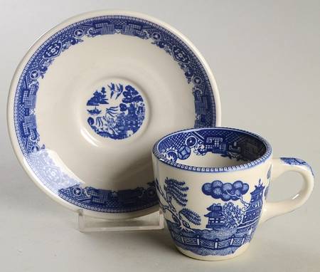 Blue Willow (Restaurant Ware) Flat Demitasse Cup & Saucer Set