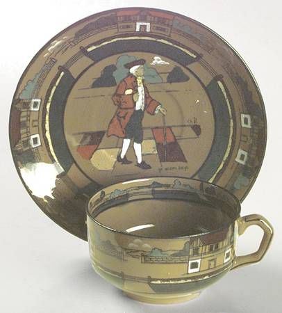 Ye Olden Days Flat Cup & Saucer Set