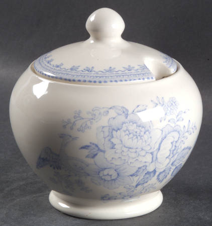 Asiatic Pheasants Blue Sugar Bowl & Lid