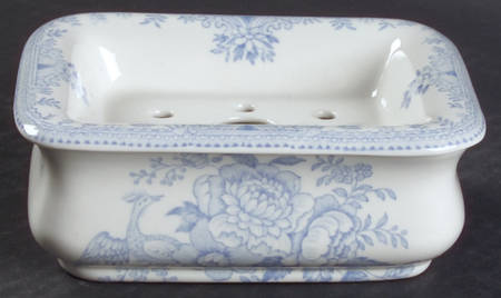 Asiatic Pheasants Blue 2-Piece Soap Dish (Bowl and Strainer)