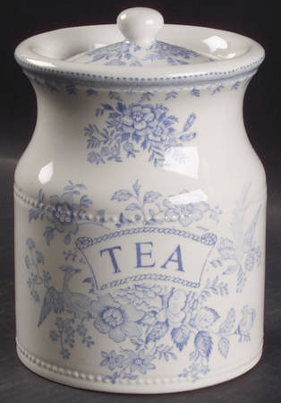 Asiatic Pheasants Blue Tea Canister & Lid