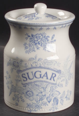 Asiatic Pheasants Blue Sugar Canister & Lid