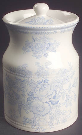 Asiatic Pheasants Blue Biscuit Barrel & Lid