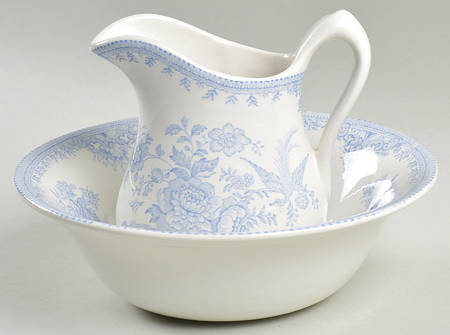 Asiatic Pheasants Blue 16 Oz Pitcher and Bowl Set
