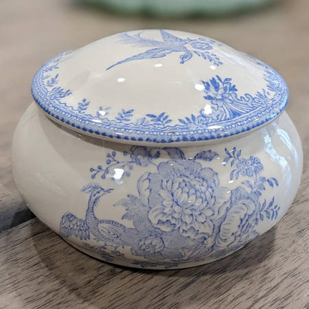 Asiatic Pheasants Blue 4" Round Box & Lid