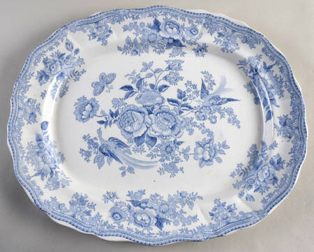 Asiatic Pheasants Blue 15" Oval Serving Platter